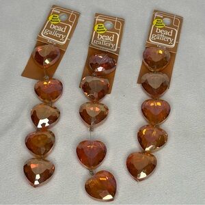 🐼 3/$25 Amber Crystal Heart Beads